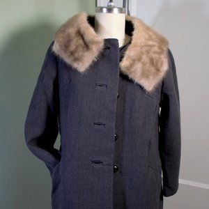 Vintage Wool Coat w/ Fur Collar